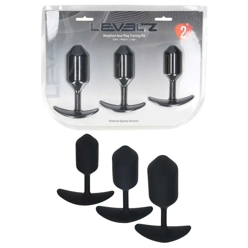 LEVELZ Silicone Weighted Anal Plug Training Set - Weighted Butt Plugs - Set of 3 Sizes - Take A Peek