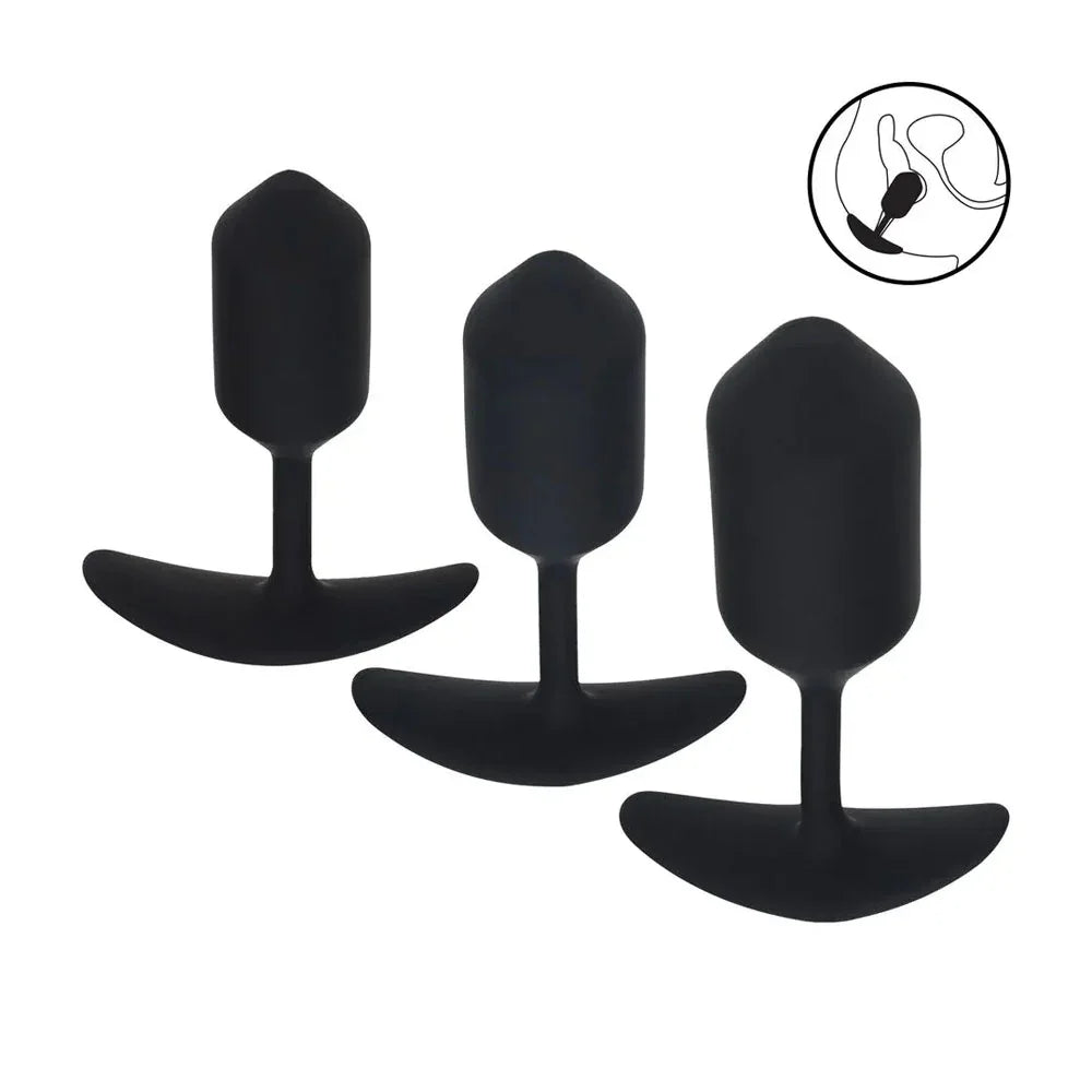 LEVELZ Silicone Weighted Anal Plug Training Set - Weighted Butt Plugs - Set of 3 Sizes - Take A Peek