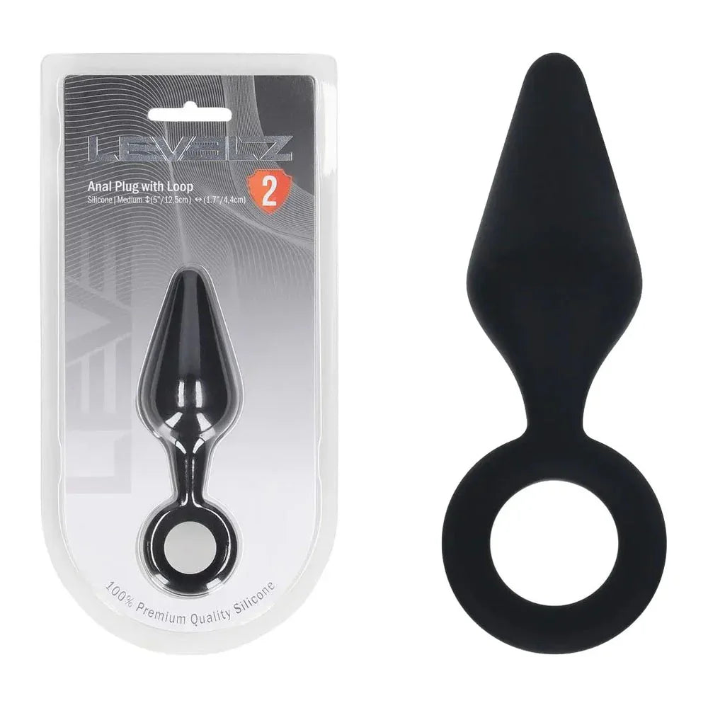 LEVELZ Silicone Anal Plug with Loop - Medium - - Medium Butt Plug - Take A Peek