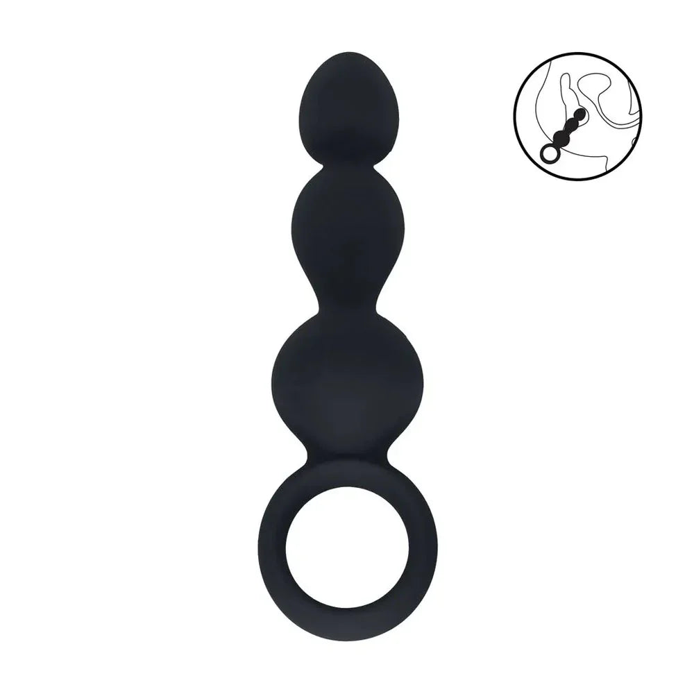 LEVELZ Beaded Silicone Anal Probe with Loop - 15.3 cm Beaded Anal Plug - Take A Peek
