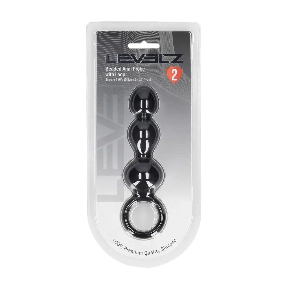 LEVELZ Beaded Silicone Anal Probe with Loop - 15.3 cm Beaded Anal Plug - Take A Peek