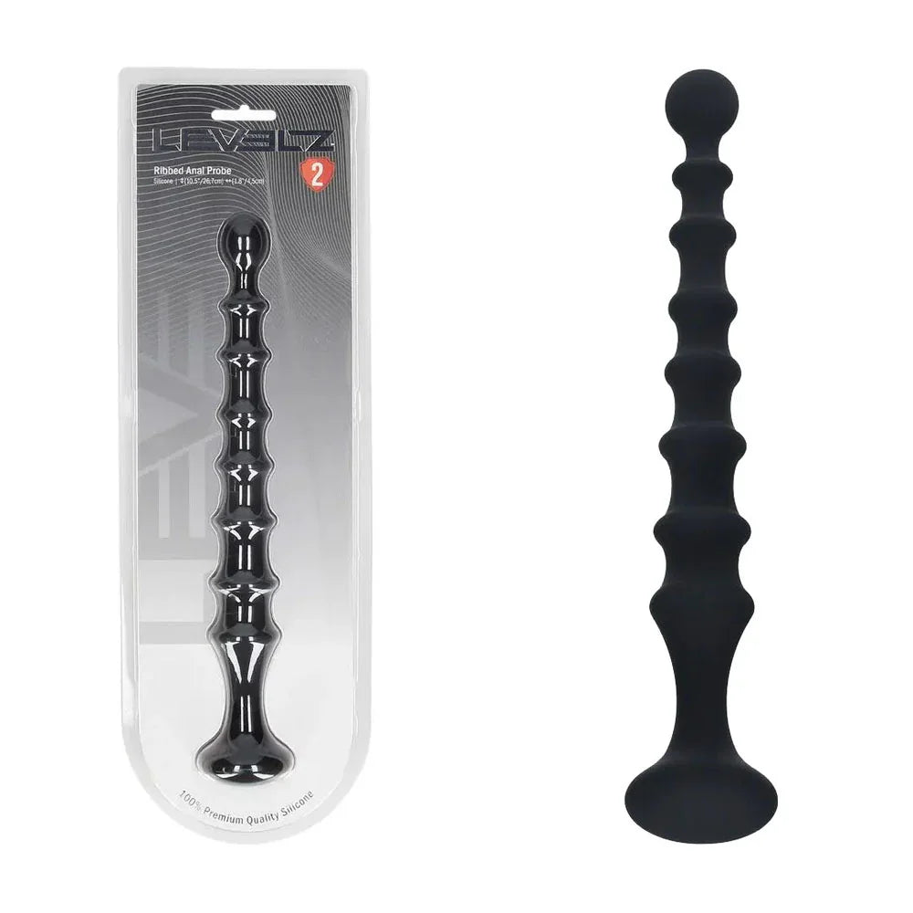 LEVELZ Ribbed Silicone Flared Anal Probe - 26.7 cm Anal Beads - Take A Peek
