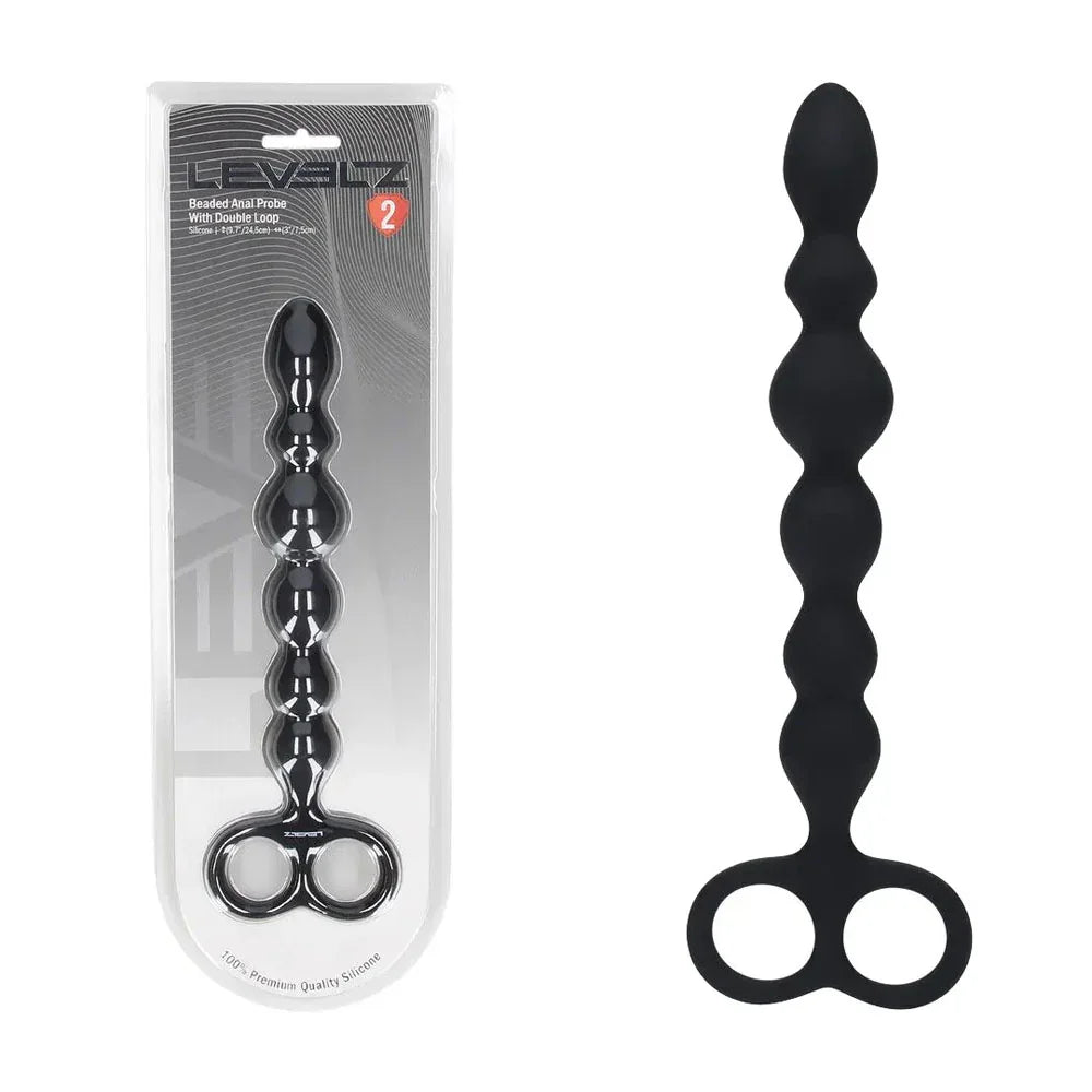 LEVELZ Beaded Silicone Anal Probe with Double Loop - 24.5 cm Anal Beads - Take A Peek