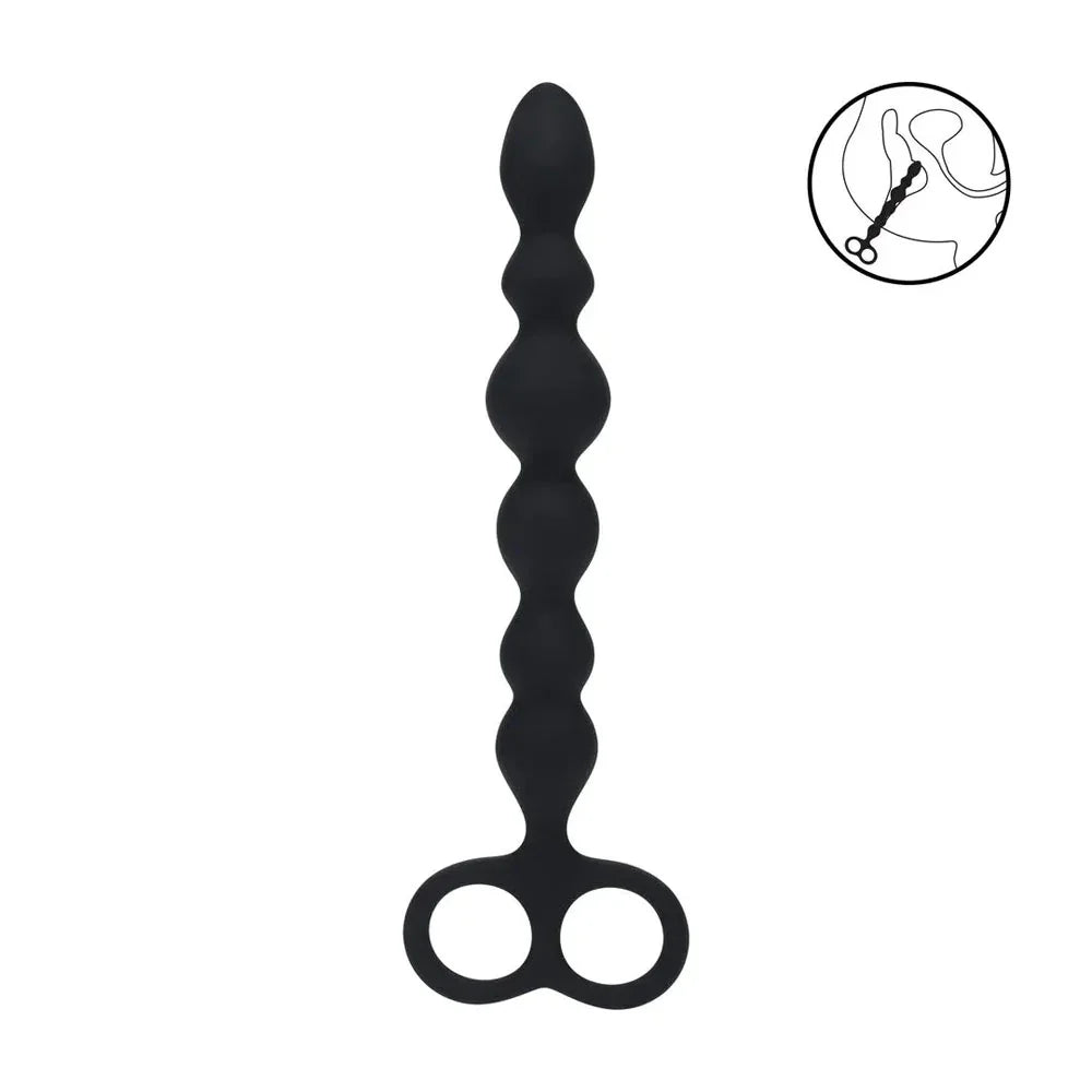 LEVELZ Beaded Silicone Anal Probe with Double Loop - 24.5 cm Anal Beads - Take A Peek