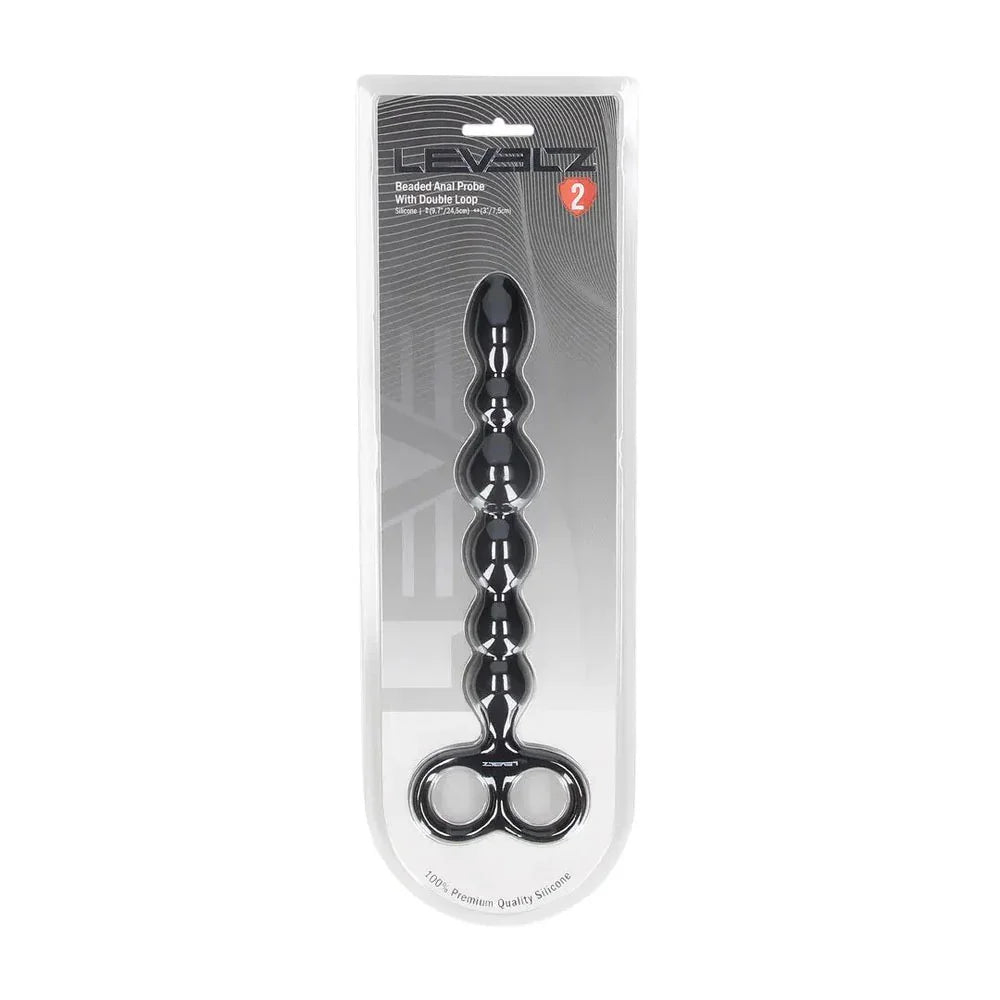 LEVELZ Beaded Silicone Anal Probe with Double Loop - 24.5 cm Anal Beads - Take A Peek