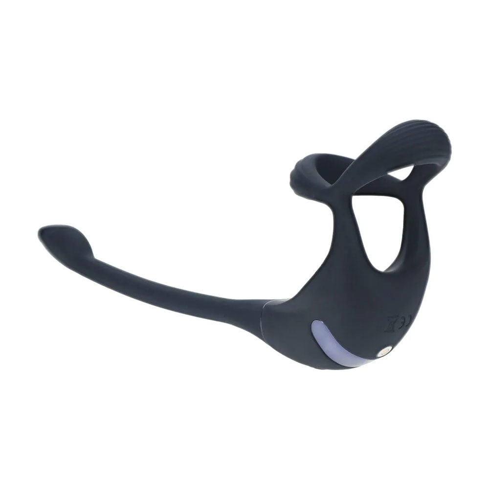 LEVELZ Remote Controlled Vibrating TriO Cock Ring with Prostate Stimulator - Black USB Rechargeable Vibrating Cock Ring with Anal Plug