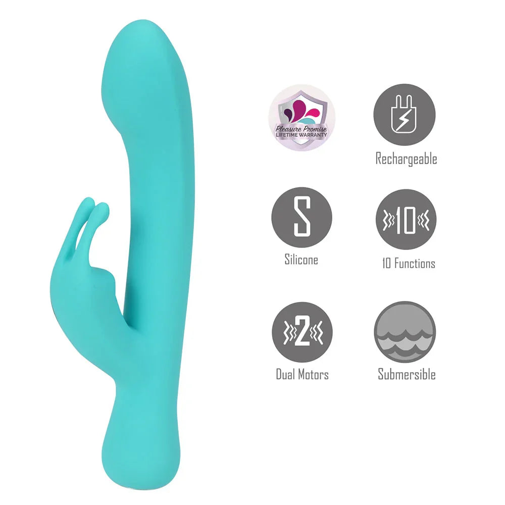 Maia ZARA - Teal - Teal 17.1 cm USB Rechargeable Rabbit Vibrator - Take A Peek