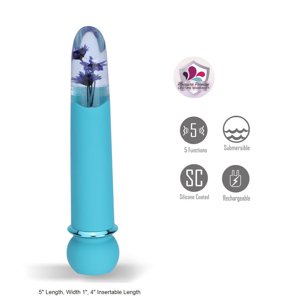 Maia FLORA - Teal - Teal 12.7 cm USB Rechargeable Powerful Bullet - Take A Peek