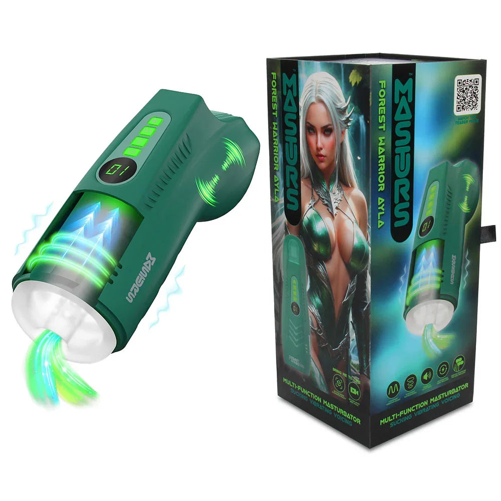 MASTURS Ayla - USB Rechargeable Sucking, Vibrating & Talking Auto Stroker with Augmented Reality - Take A Peek