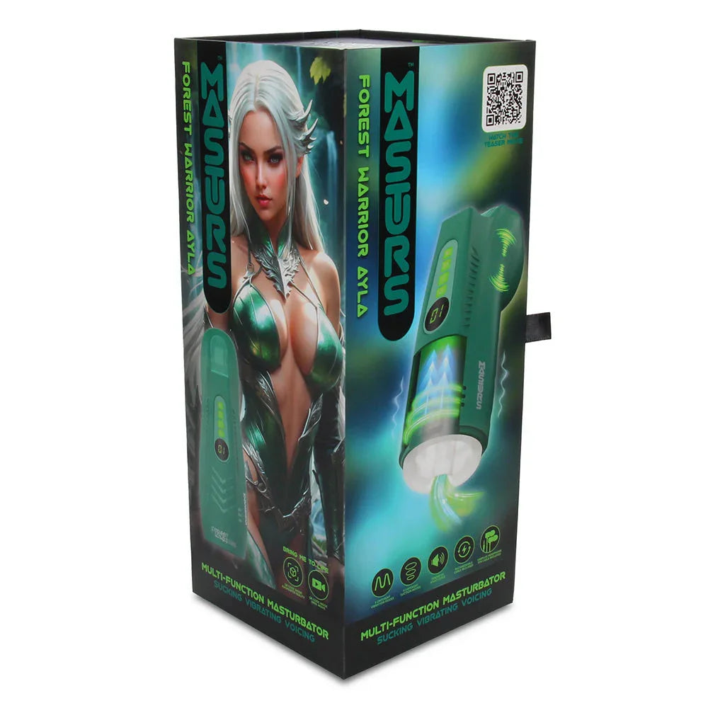MASTURS Ayla - USB Rechargeable Sucking, Vibrating & Talking Auto Stroker with Augmented Reality - Take A Peek