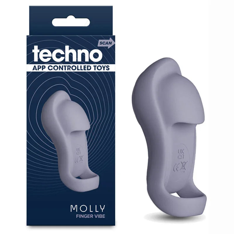 Techno - Molly - Grey USB Rechargeable Finger Stimulator with App Control - Take A Peek