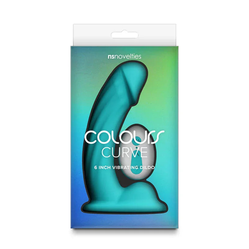 Colours Curve - Vibrating 6'' Dildo - Teal - Teal 16.4 cm USB Rechargeable Vibrating Dildo with Wireless Remote - Take A Peek