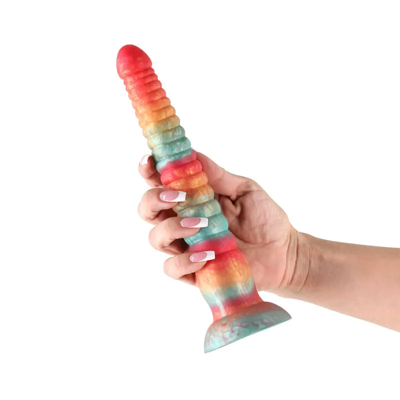 Colours Stacked - 9'' Dildo - Red/Gold - Red/Gold 23 cm Fantasy Dildo - Take A Peek