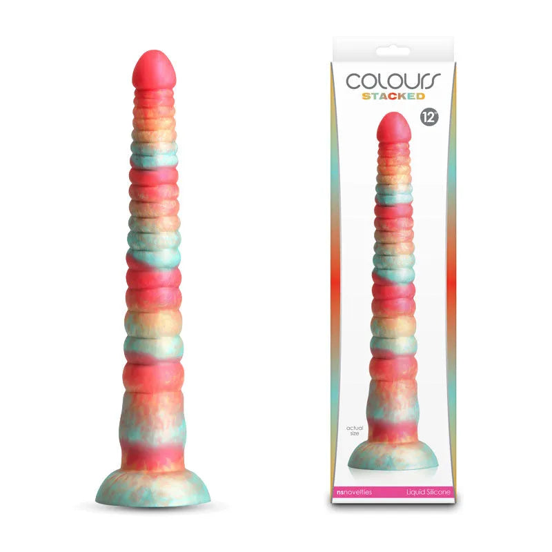 Colours Stacked - 12'' Dildo - Red/Gold - Red/Gold 30.6 cm Fantasy Dildo - Take A Peek