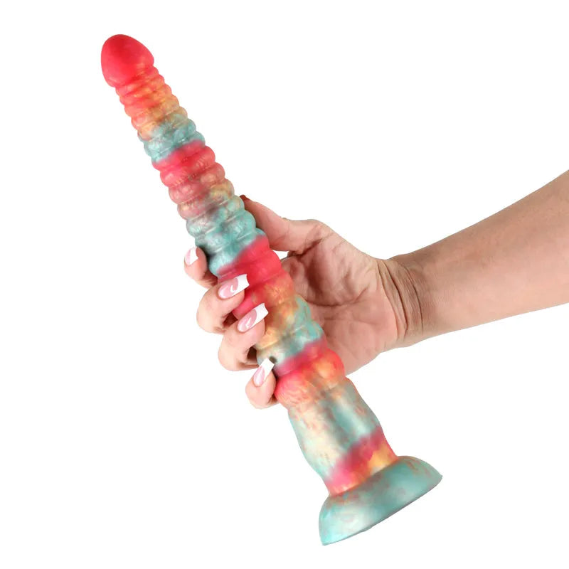 Colours Stacked - 12'' Dildo - Red/Gold - Red/Gold 30.6 cm Fantasy Dildo - Take A Peek
