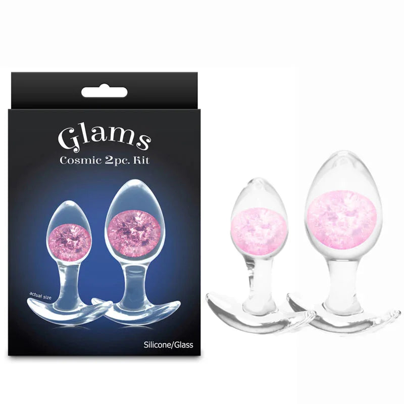 Glams Cosmic 2pc Kit - - Clear/ Butt Plugs - Set of 2 Sizes - Take A Peek