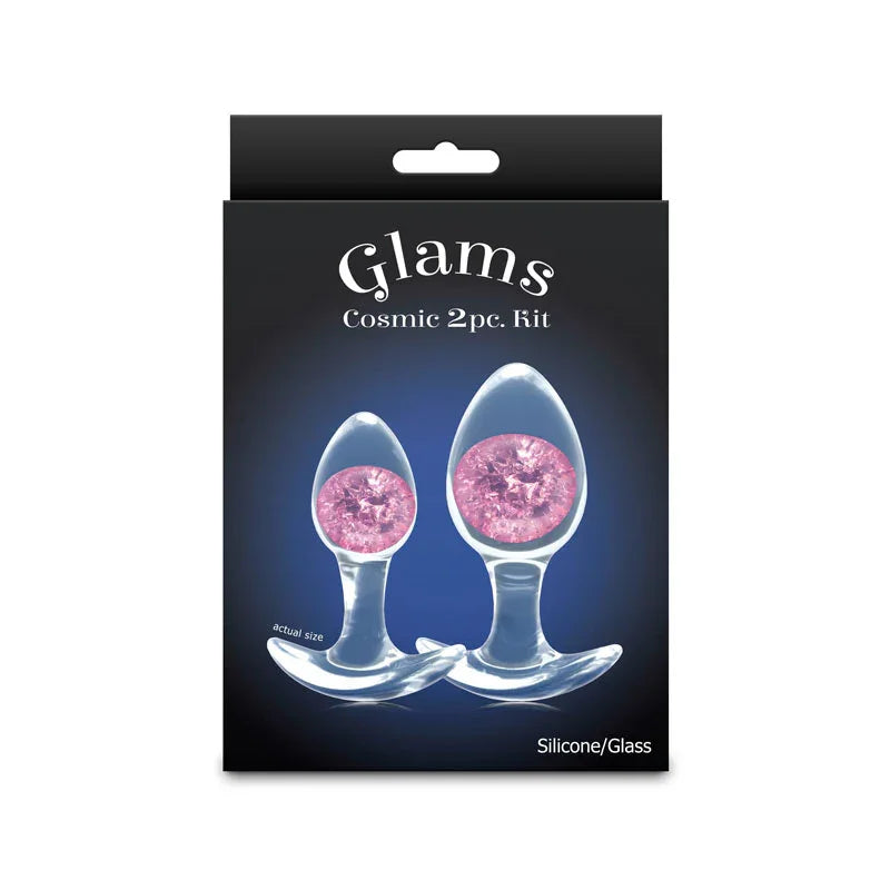 Glams Cosmic 2pc Kit - - Clear/ Butt Plugs - Set of 2 Sizes - Take A Peek