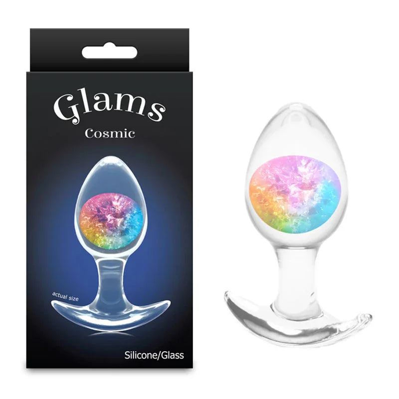 Glams Cosmic - Medium - Rainbow - Clear/Rainbow 9.5 cm Small Butt Plug - Take A Peek
