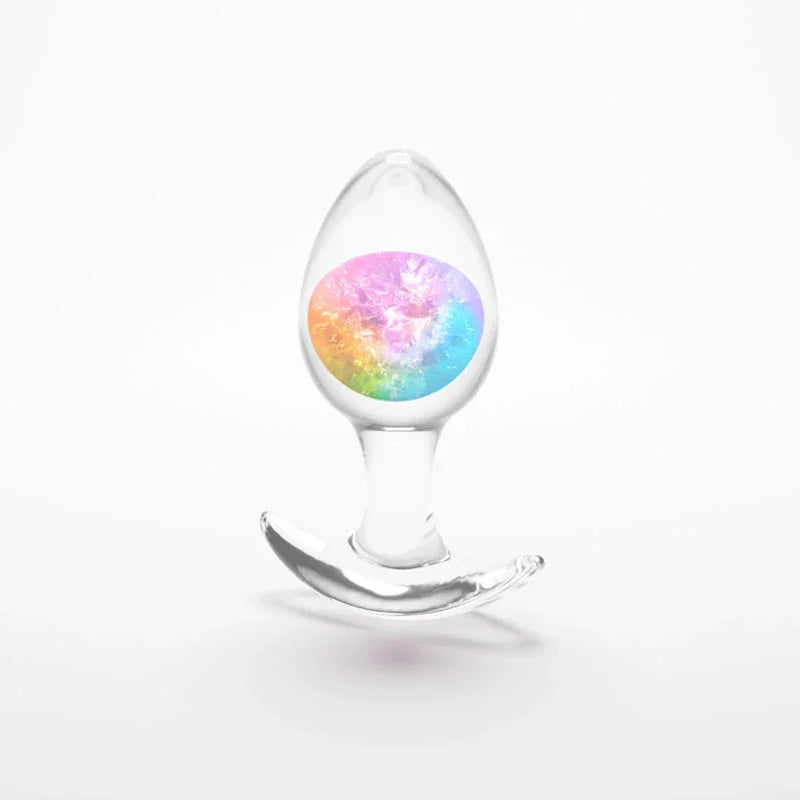 Glams Cosmic - Medium - Rainbow - Clear/Rainbow 9.5 cm Small Butt Plug - Take A Peek