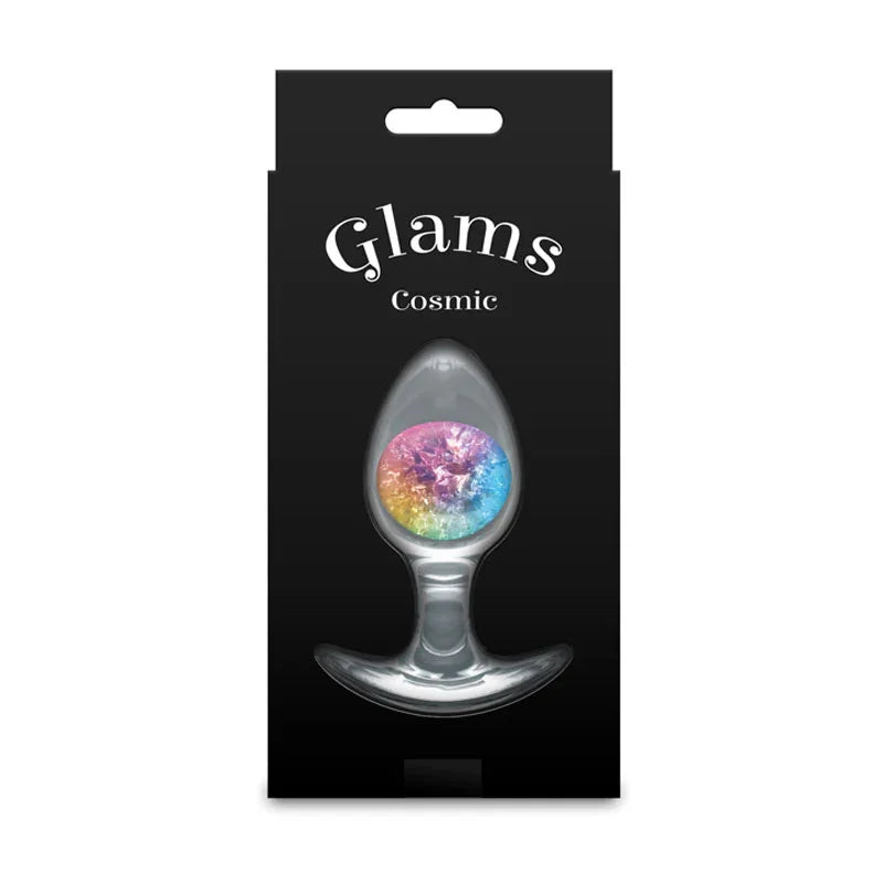 Glams Cosmic - Medium - Rainbow - Clear/Rainbow 9.5 cm Small Butt Plug - Take A Peek