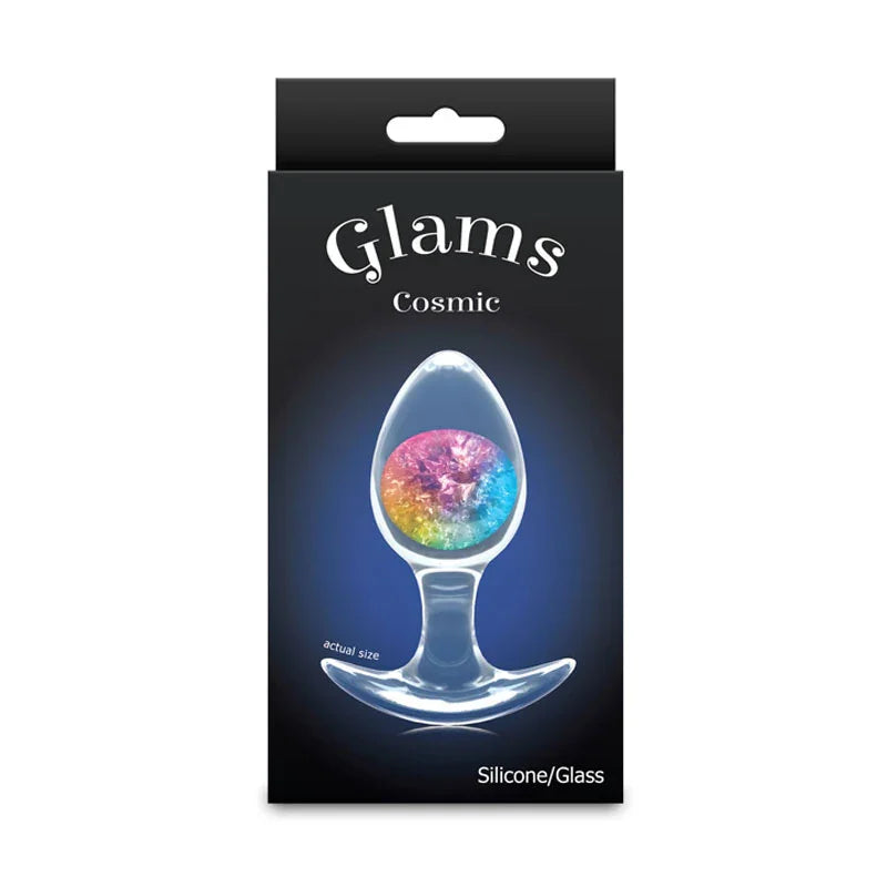 Glams Cosmic - Medium - Rainbow - Clear/Rainbow 9.5 cm Small Butt Plug - Take A Peek