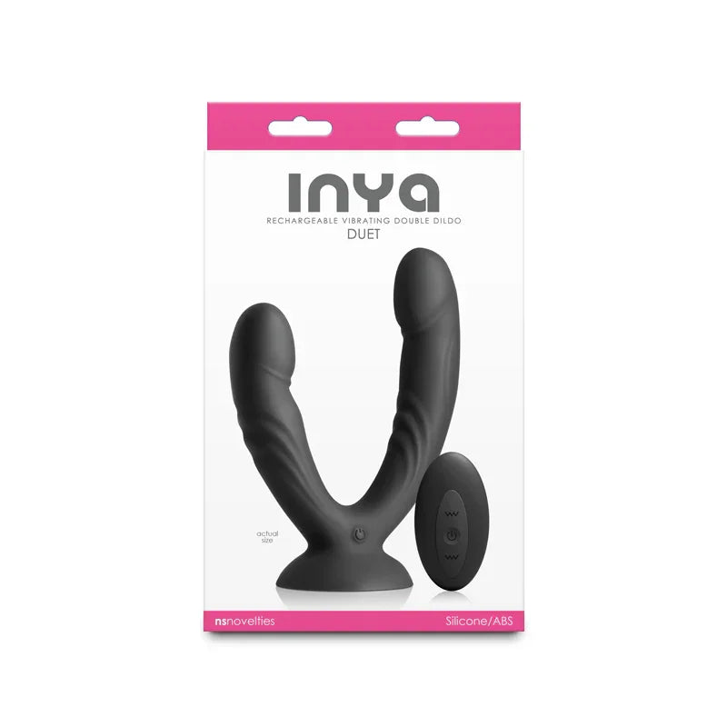 INYA Duet - Black - Black USB Rechargeable Vibrating Double Dildo with Wireless Remote