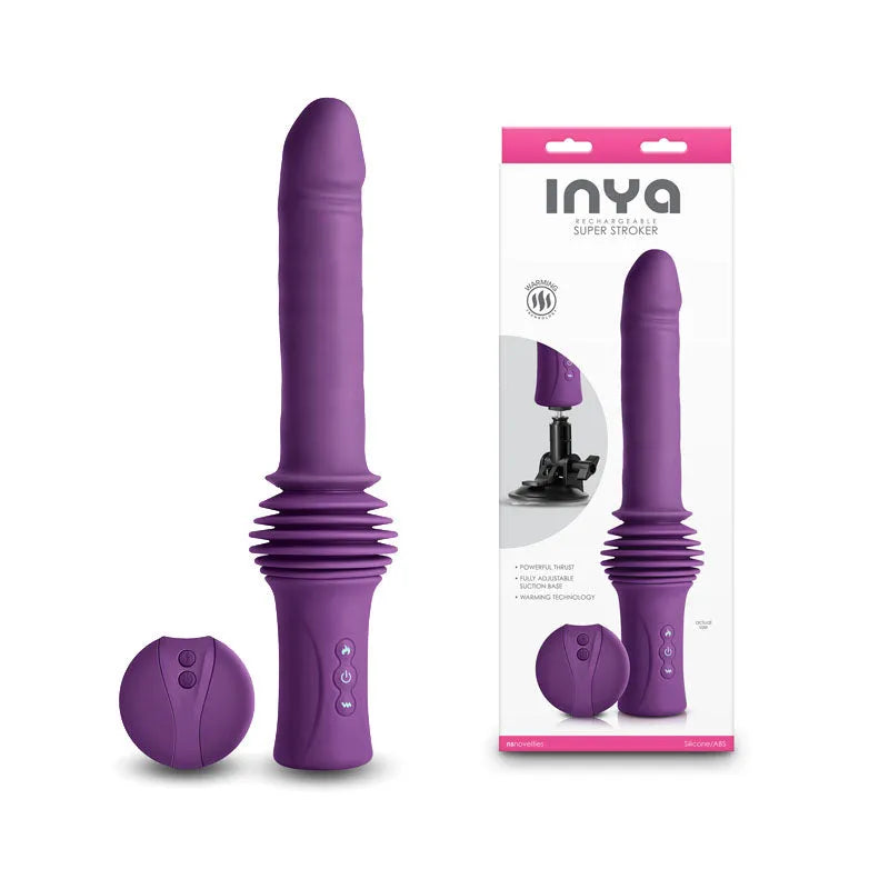 INYA Super Stroker - - 36.8 cm USB Rechargeable Thrusting Vibrator with Remote Control & Stand - Take A Peek