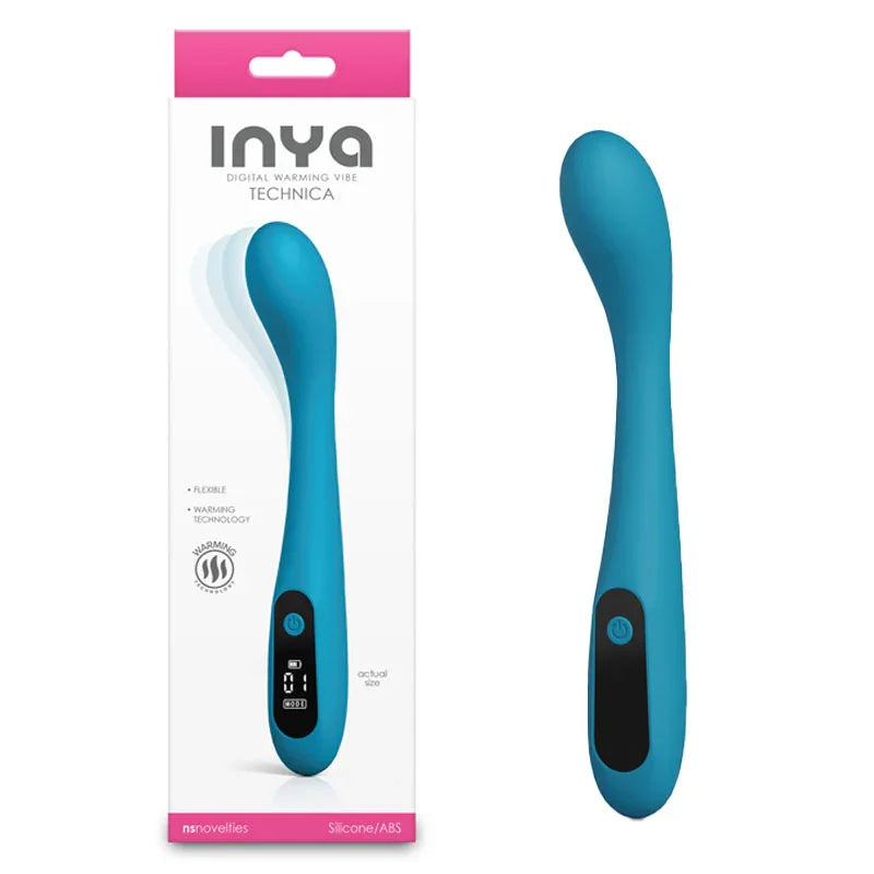 INYA Technica - Teal - Teal 19.2 cm USB Rechargeable Warming Vibrator - Take A Peek