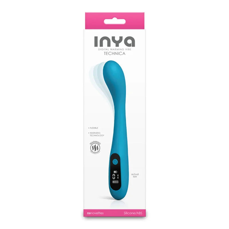 INYA Technica - Teal - Teal 19.2 cm USB Rechargeable Warming Vibrator - Take A Peek