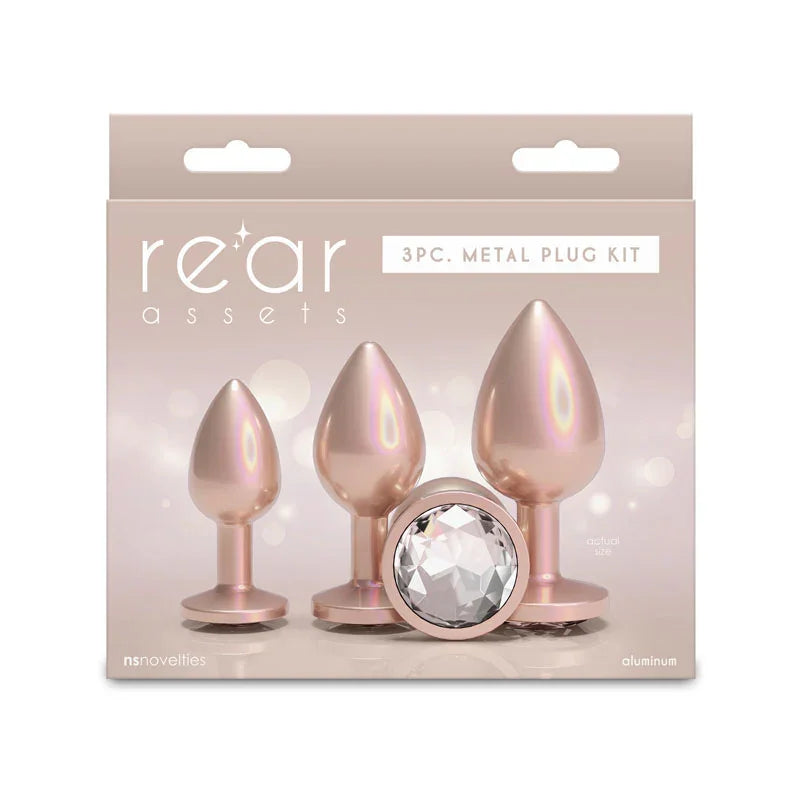 Rear Assets Trainer Kit - Iridescent Champagne - Iridescent Champagne Metallic Butt Plugs - Set of 3 Sizes