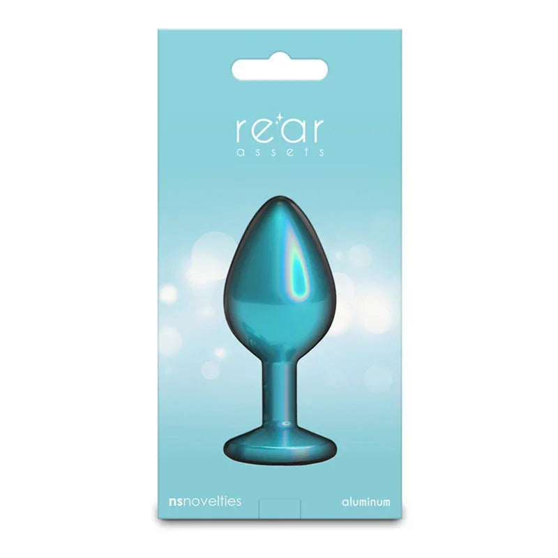 Rear Assets Iridescent - Medium - Teal - Iridescent Teal 8.2 cm Medium Butt Plug