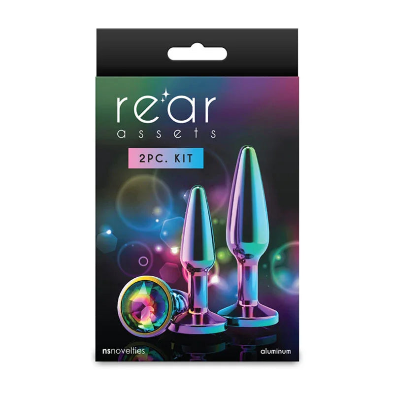 Rear Assets Tapered Trainer Kit - Multicolour - Multicoloured Metal Butt Plugs - Set of 2 Sizes