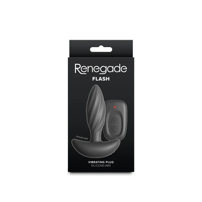 Renegade Flash - Black - Black 10.3 cm USB Rechargeable Vibrating Butt Plug