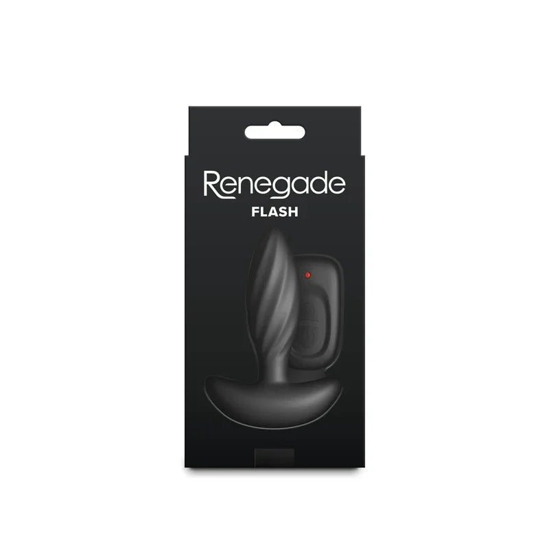 Renegade Flash - Black - Black 10.3 cm USB Rechargeable Vibrating Butt Plug