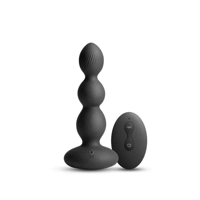 Renegade Valor - Black - Black 13.7 cm USB Rechargeable Vibrating Anal Beads with Wireless Remote