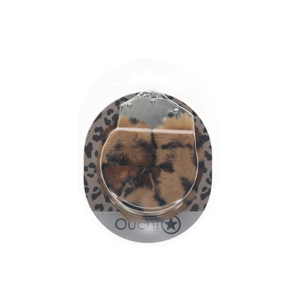 OUCH! Heavy-Duty Fluffy Cuffs - Leopard - Leopard Fluffy Restraints - Take A Peek