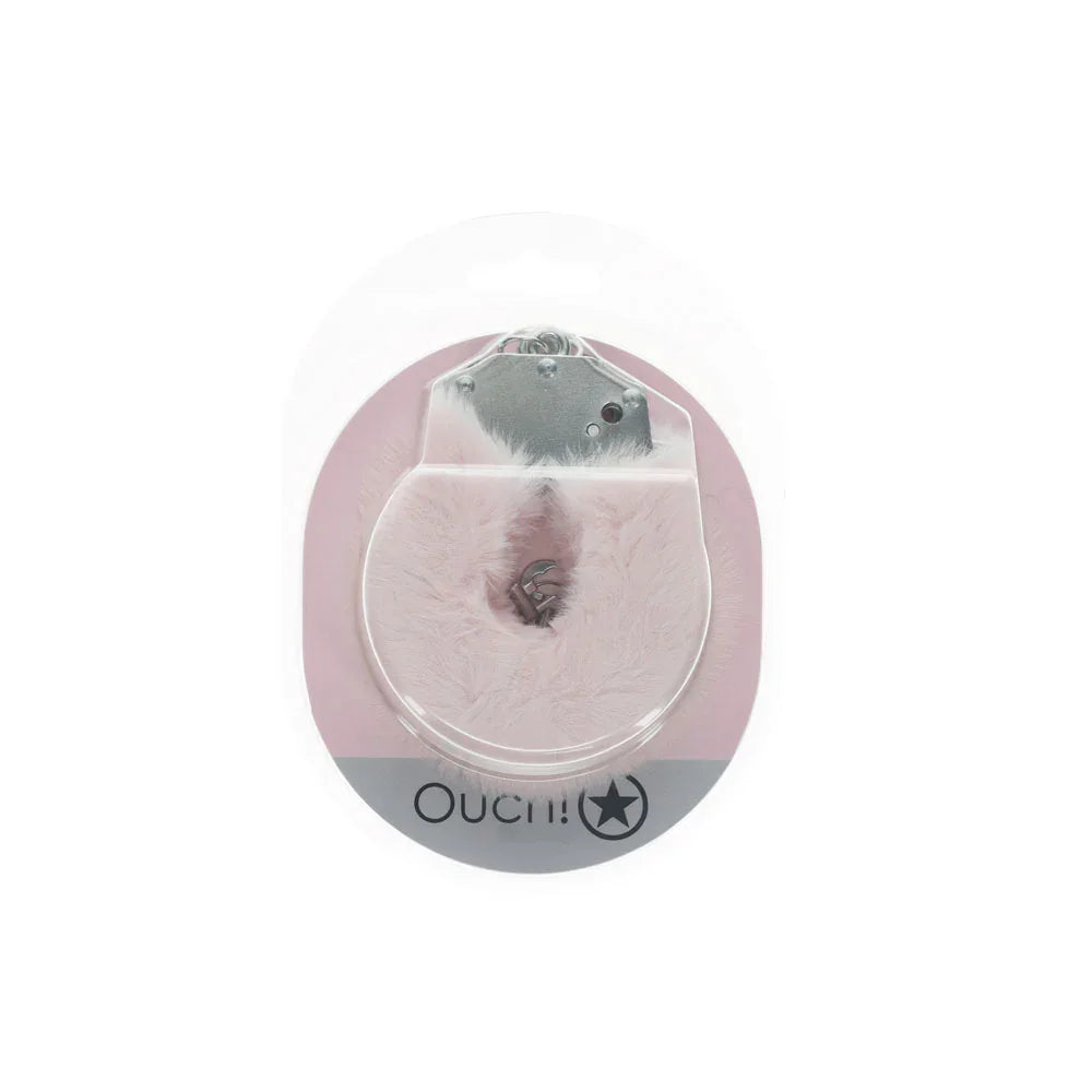 OUCH! Heavy-Duty Fluffy Cuffs - Powder - Powder Fluffy Restraints - Take A Peek