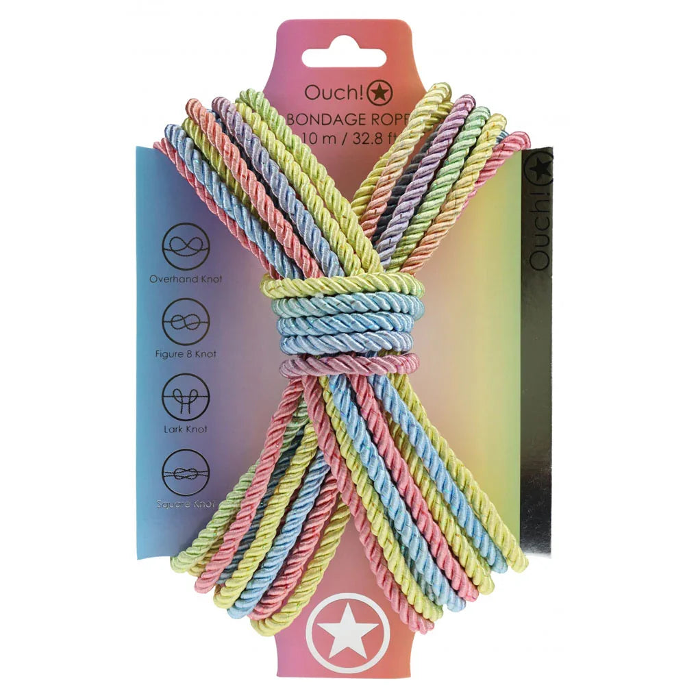 OUCH! Bondage Rope - 10 M - Multicolour 1 - Multicoloured Nylon Bondage Rope - 10 metre Length - Take A Peek