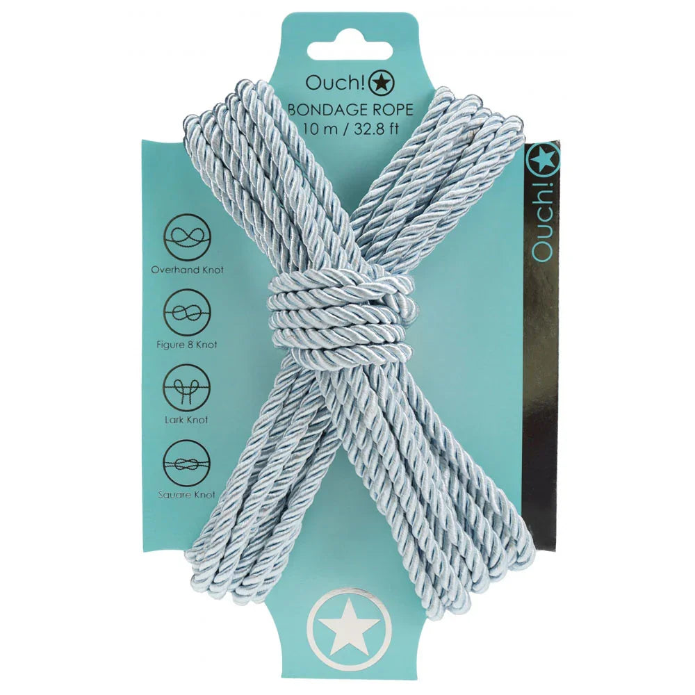 OUCH! Bondage Rope - 10 M - Powder - Powder Nylon Bondage Rope - 10 metre Length - Take A Peek