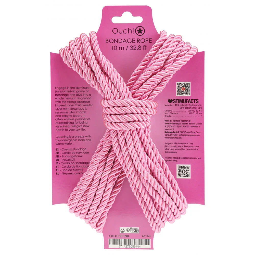 OUCH! Bondage Rope - 10 M - - Nylon Bondage Rope - 10 metre Length - Take A Peek