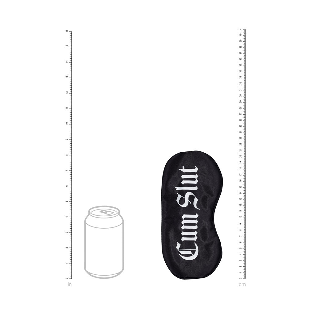 OUCH! Satin Mask - Cum Slut - Black Printed Eye Mask