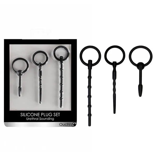 OUCH! Urethral Sounding Plug Set - Black - Set of 3 Sizes - Take A Peek