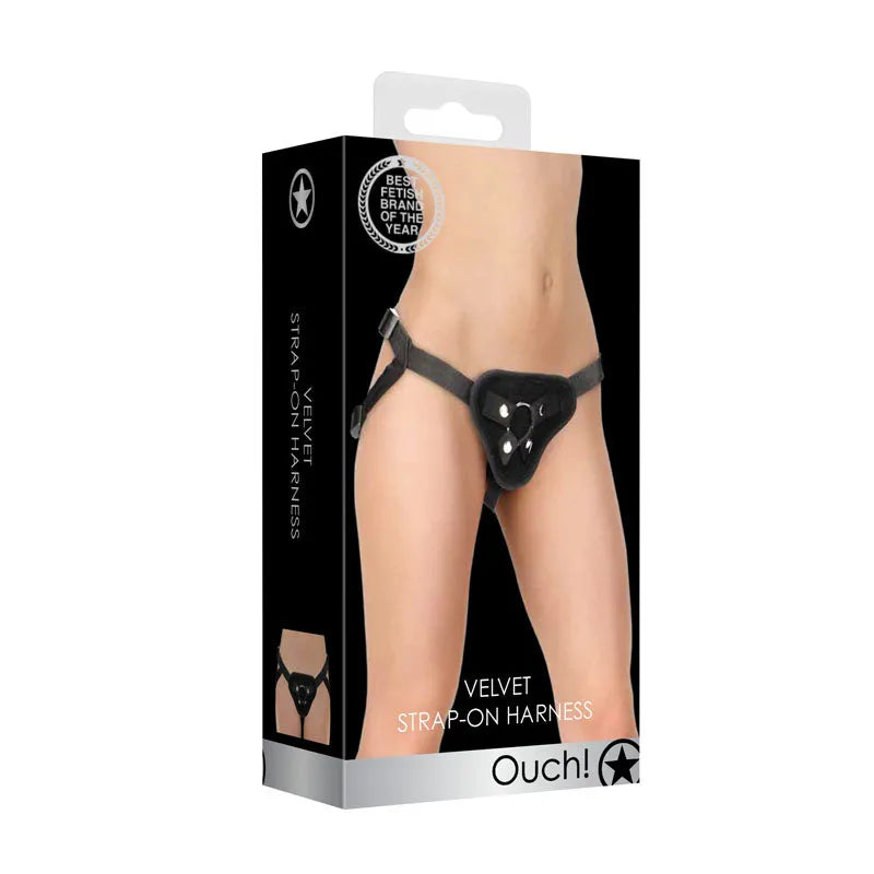 OUCH! Velvet & Velcro Adjustable Harness with O-Ring - Strap-On Harness (No Probe Included) - Take A Peek