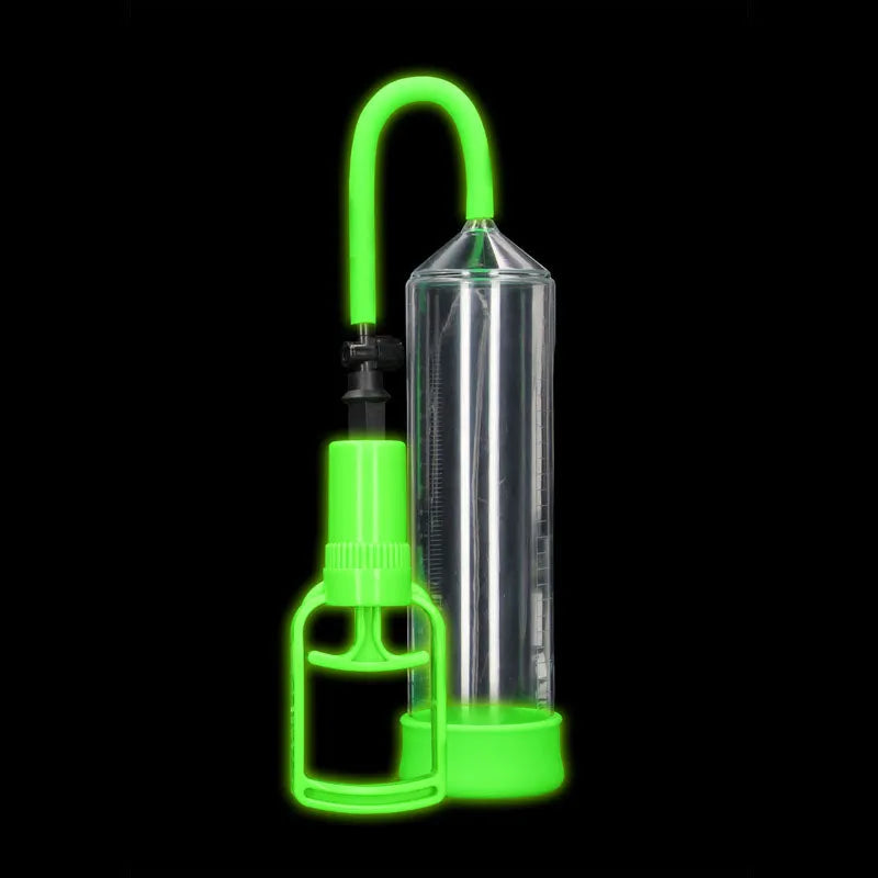 OUCH! Glow In The Dark Comfort Beginner Pump - Clear/Glow Penis Pump - Take A Peek