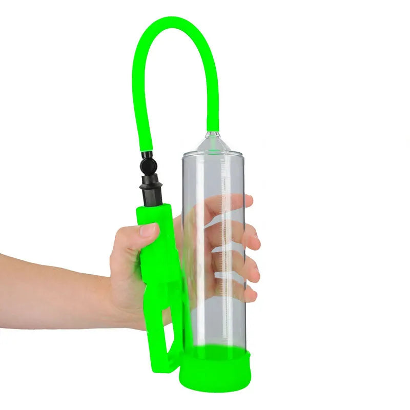 OUCH! Glow In The Dark Comfort Beginner Pump - Clear/Glow Penis Pump - Take A Peek
