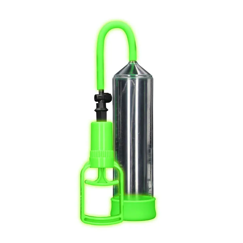 OUCH! Glow In The Dark Comfort Beginner Pump - Clear/Glow Penis Pump - Take A Peek