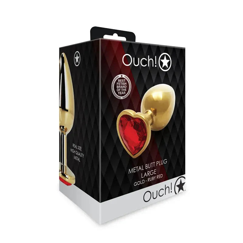 OUCH! Heart Gem Gold Butt Plug - Large - Take A Peek
