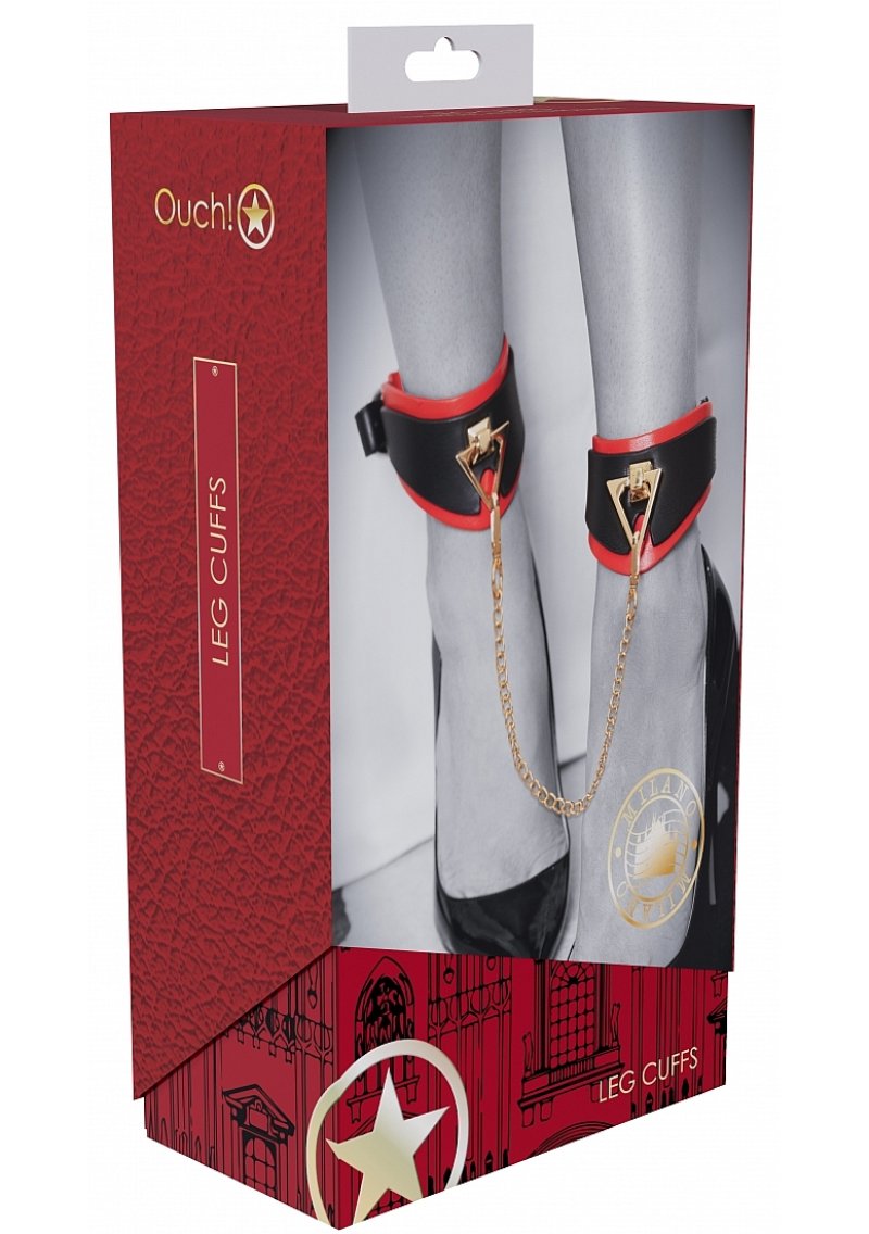 Ouch! Milan Collection - Leg Cuffs-OU964BLKRD