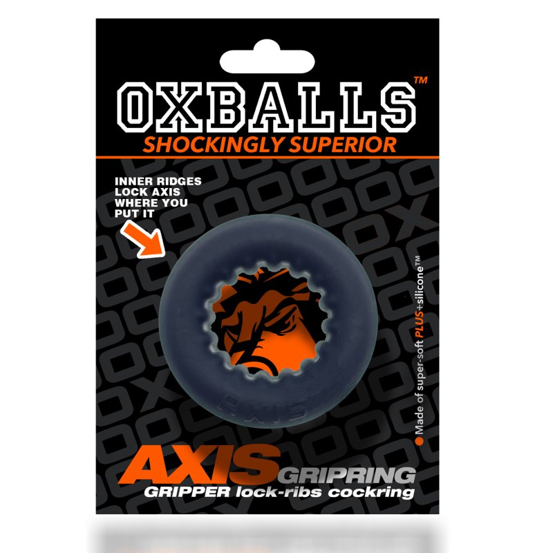 OXBALLS AXIS inner ribbed griphold cockring BLACK ICE-OX-3068-BLKICE