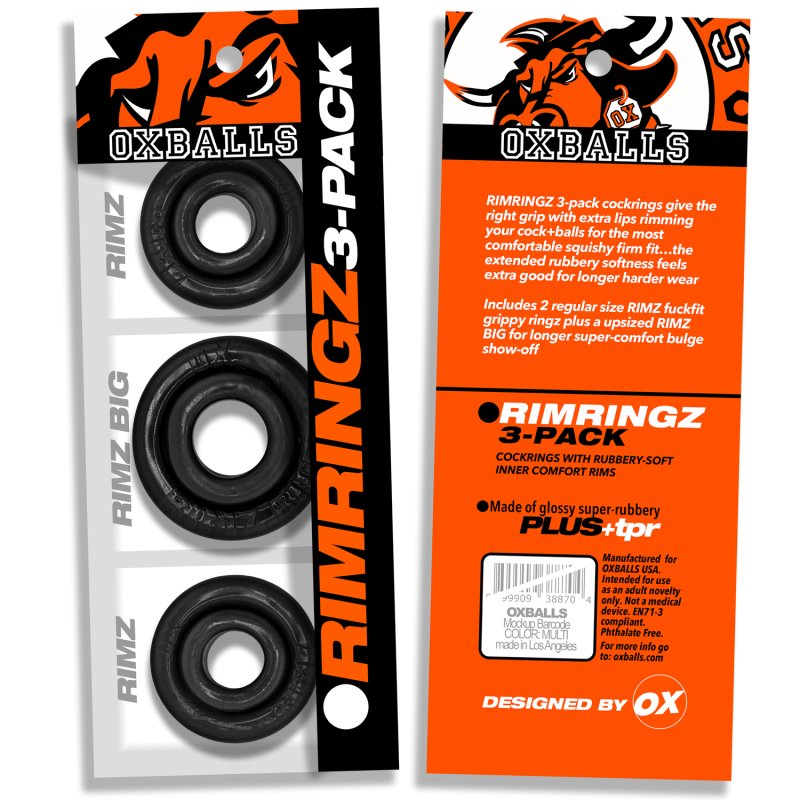 OXBALLS RIMRINGZ multi size 3-pack BLACK-OX-3206-BLK